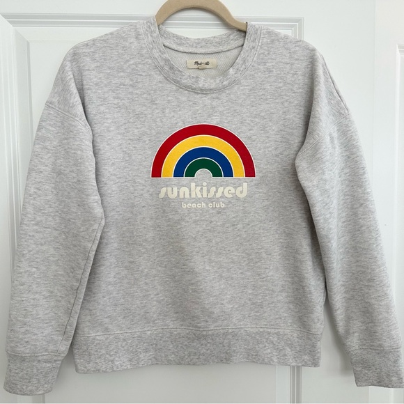 Madewell Sunkissed Beach Club Rainbow Lightweight Spring Sweatshirt - Light Grey - Picture 5 of 15